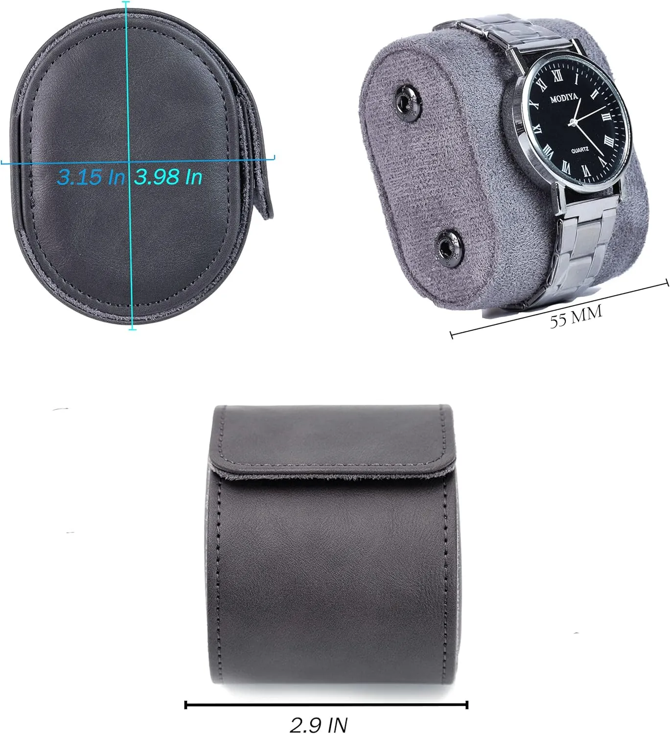 All Wrist Watches & Smart Watches.(56mm) GUKA Watch Roll Travel Case for Men - Storage Organizer and Display disgust permission cost Removable Pillows & Solid Dividers for Home Storage, Fits 