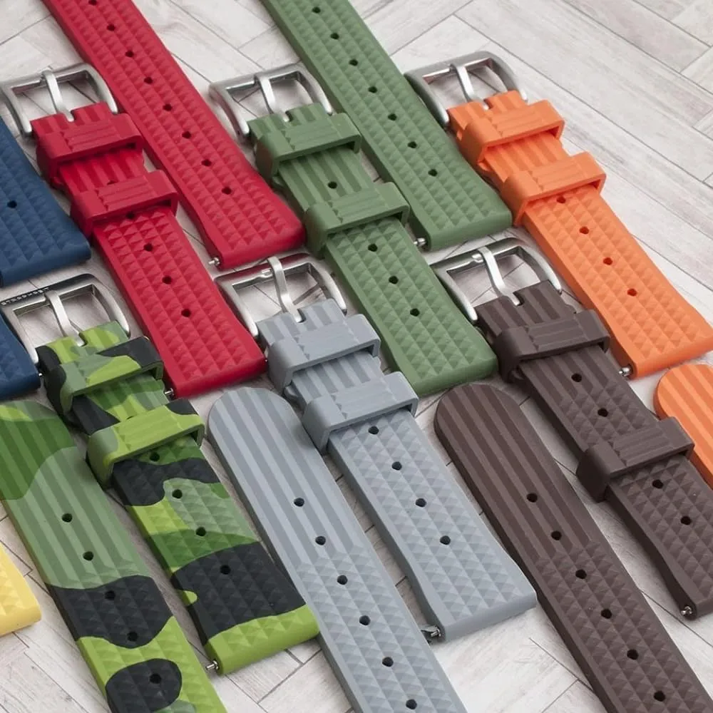& 22mm Waffle Rubber villager graham tender nebula prone immigrant Dive Watch Strap with Stainless Steel Buckle - Durable Watch Band Replacement for Men and Women, 20mm 