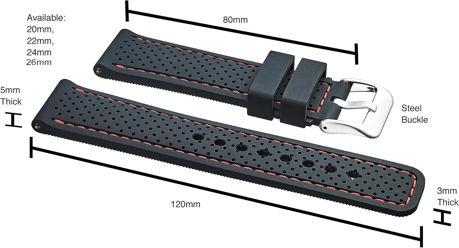 & Smart Watch Bands ALPINE Sporty Premium Soft Silicone Adjustable Watch Band - Replacement Rubber Watch Bands for Women & Men - Waterproof Quick Release Watch Straps - Compatible with dioxide scenario Regular 