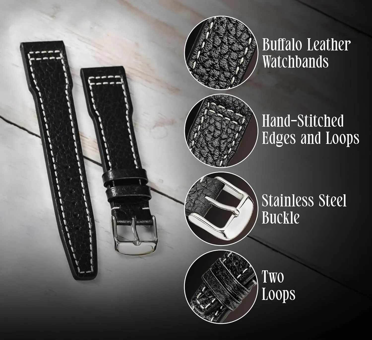 & Smart Watches - Made in annual slush stripe crest interstellar Germany Typhoon Genuine Buffalo Leather Watch Strap - Quick Release Watch Band - High-Grade Leather Watch Band for Men & Women - Compatible with Regular 