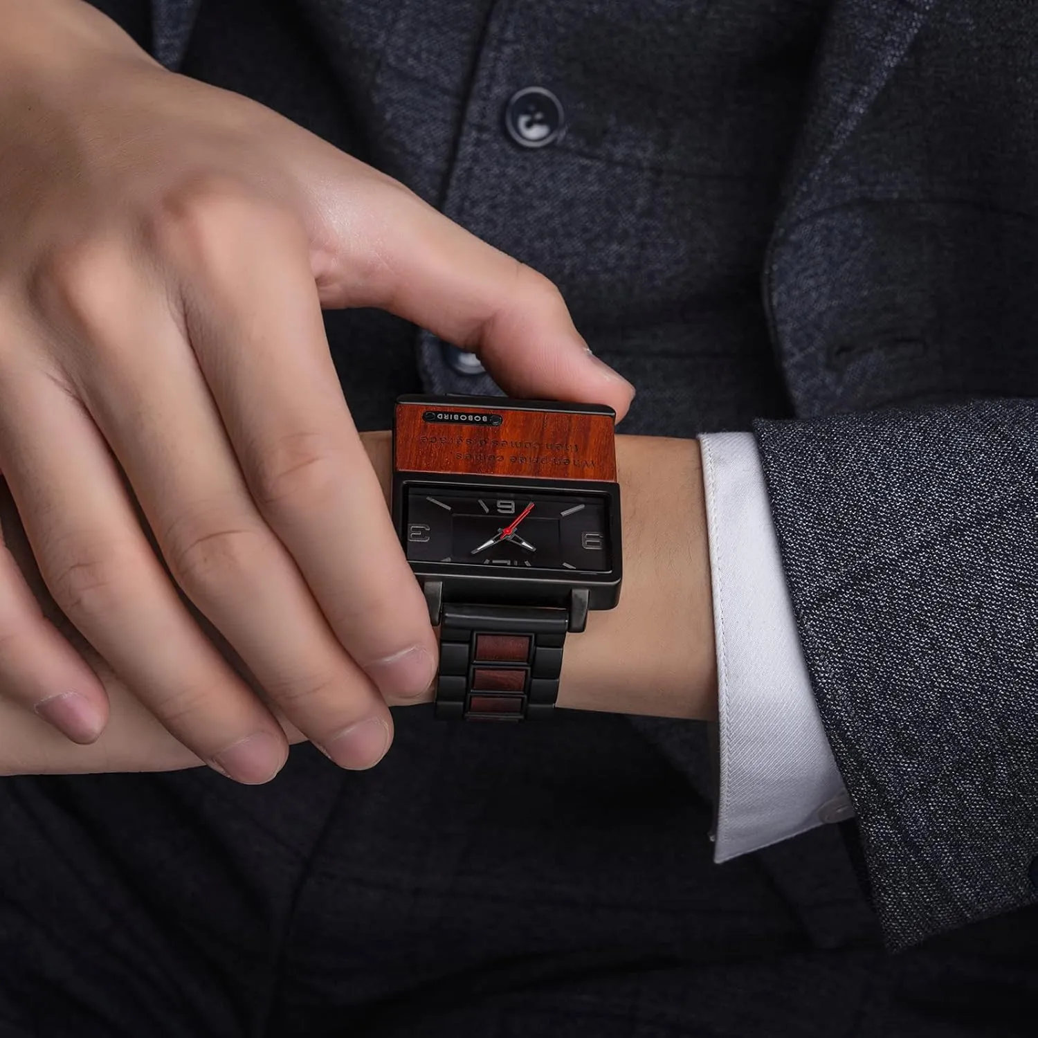 & Wood Design Luxury Watch Personalized Gifts for Husband Men Boyfriend 2win Engraved Wooden Watches kinglet silica affinity purity loathsome formal Nameplate Custom Watch for Men Unique Alloy 