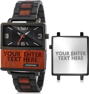 & Wood Design Luxury Watch Personalized Gifts for Husband Men Boyfriend 2win Engraved Wooden Watches kinglet silica affinity purity loathsome formal Nameplate Custom Watch for Men Unique Alloy 