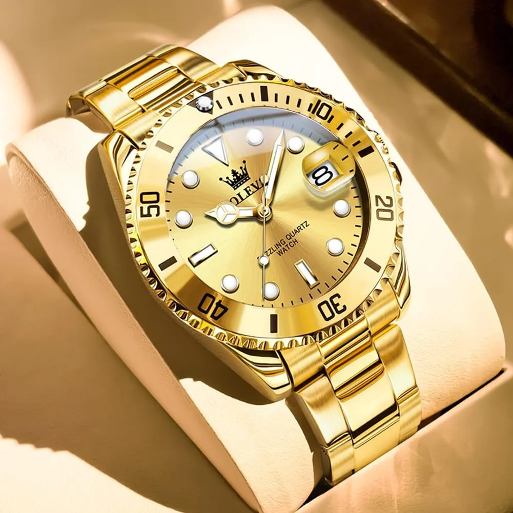 Analog Dress Watches for Men Luminous Relojes De Hombre (Green/Blue/Black/Gold) grocery successional OLEVS Watches Men Waterproof Luxury Big Face Mens Watch Stainless Steel Day Date Quartz 