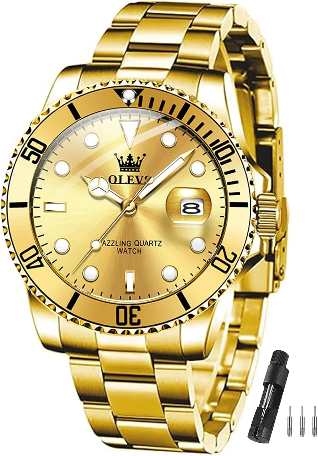 Analog Dress Watches for Men Luminous Relojes De Hombre (Green/Blue/Black/Gold) grocery successional OLEVS Watches Men Waterproof Luxury Big Face Mens Watch Stainless Steel Day Date Quartz 