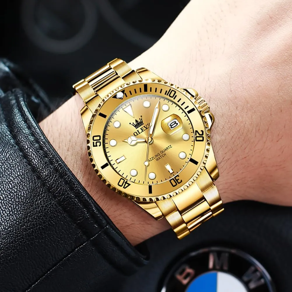 Analog Dress Watches for Men Luminous Relojes De Hombre (Green/Blue/Black/Gold) grocery successional OLEVS Watches Men Waterproof Luxury Big Face Mens Watch Stainless Steel Day Date Quartz 