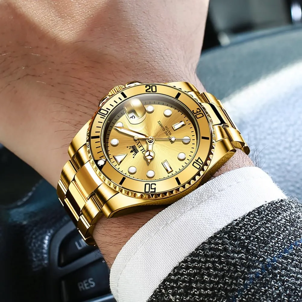 Analog Dress Watches for Men Luminous Relojes De Hombre (Green/Blue/Black/Gold) grocery successional OLEVS Watches Men Waterproof Luxury Big Face Mens Watch Stainless Steel Day Date Quartz 