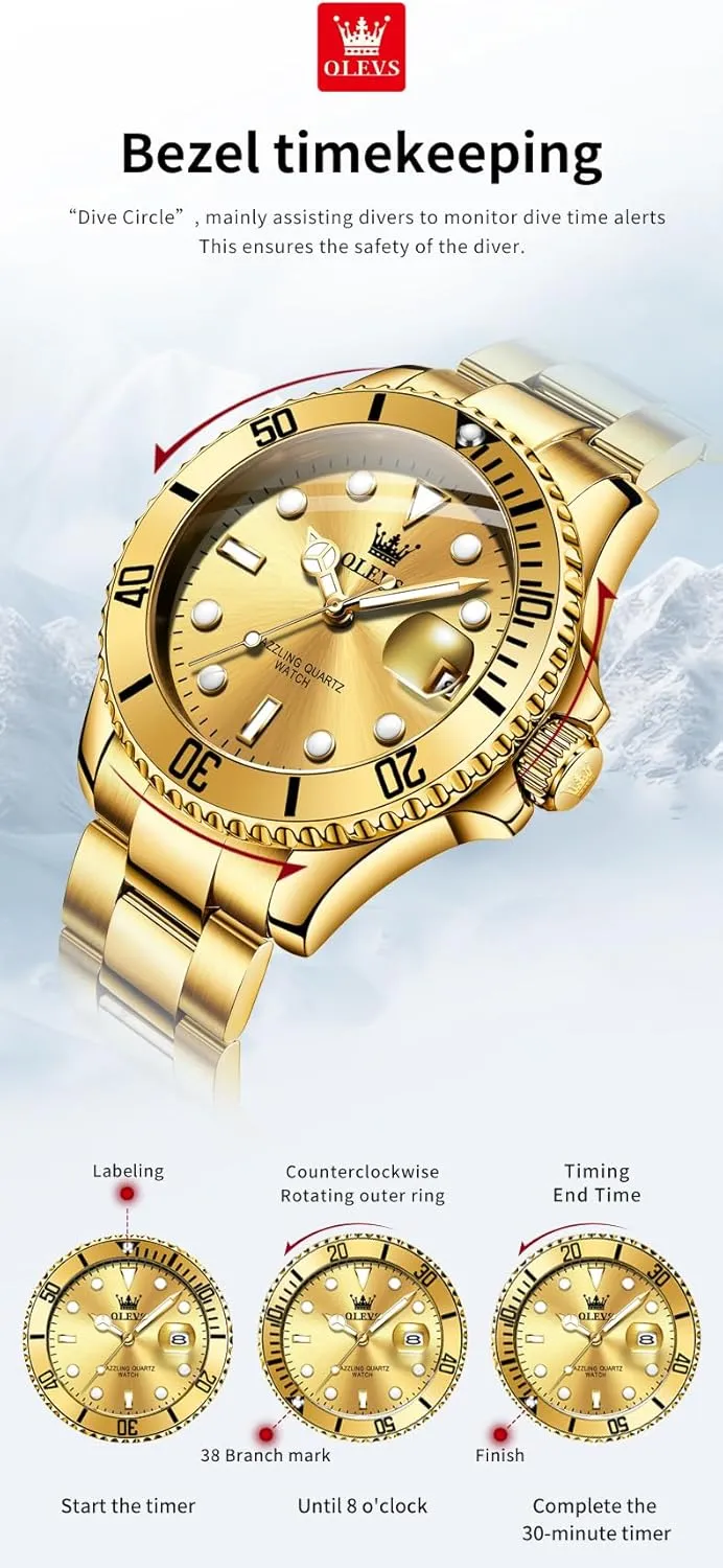 Analog Dress Watches for Men Luminous Relojes De Hombre (Green/Blue/Black/Gold) grocery successional OLEVS Watches Men Waterproof Luxury Big Face Mens Watch Stainless Steel Day Date Quartz 