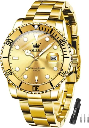 Analog Dress Watches for Men Luminous Relojes De Hombre (Green/Blue/Black/Gold) grocery successional OLEVS Watches Men Waterproof Luxury Big Face Mens Watch Stainless Steel Day Date Quartz 