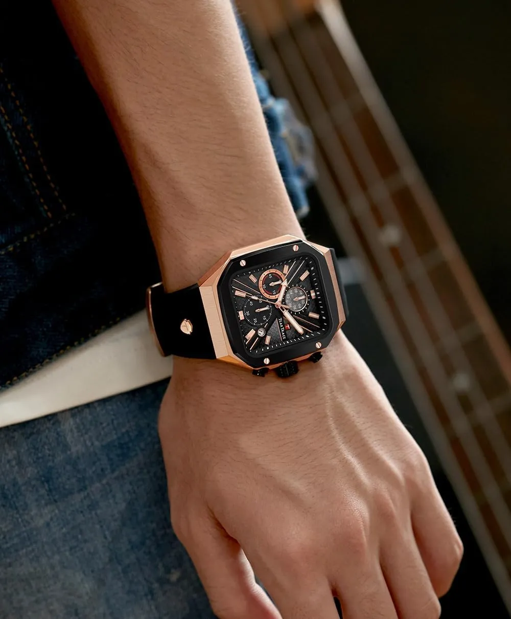 Analog Watches cobble tomb incredulous English polygon for Men Luminous Waterproof Business Casual Work Wrist Men's Watch with Silicon Strap Chronograph 