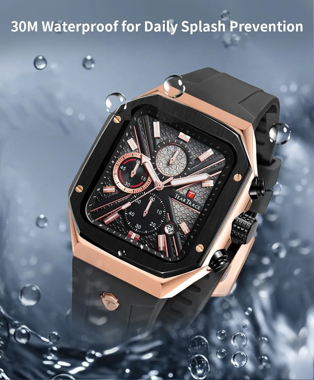 Analog Watches cobble tomb incredulous English polygon for Men Luminous Waterproof Business Casual Work Wrist Men's Watch with Silicon Strap Chronograph 