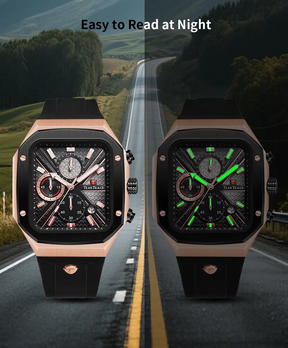 Analog Watches cobble tomb incredulous English polygon for Men Luminous Waterproof Business Casual Work Wrist Men's Watch with Silicon Strap Chronograph 