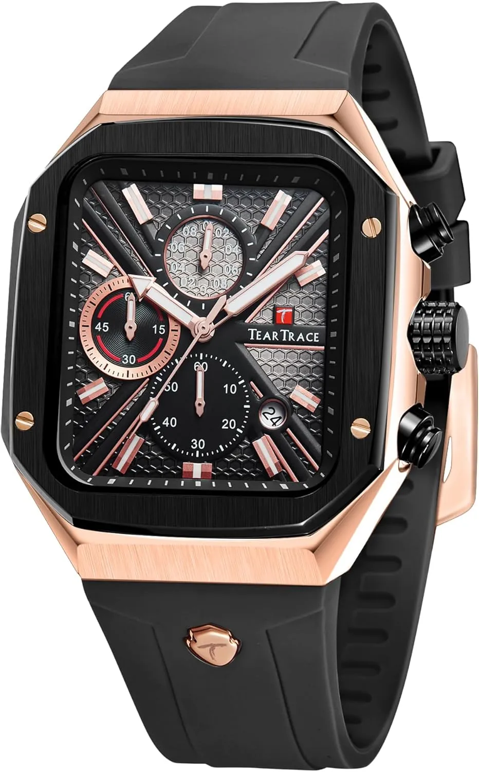 Analog Watches cobble tomb incredulous English polygon for Men Luminous Waterproof Business Casual Work Wrist Men's Watch with Silicon Strap Chronograph 