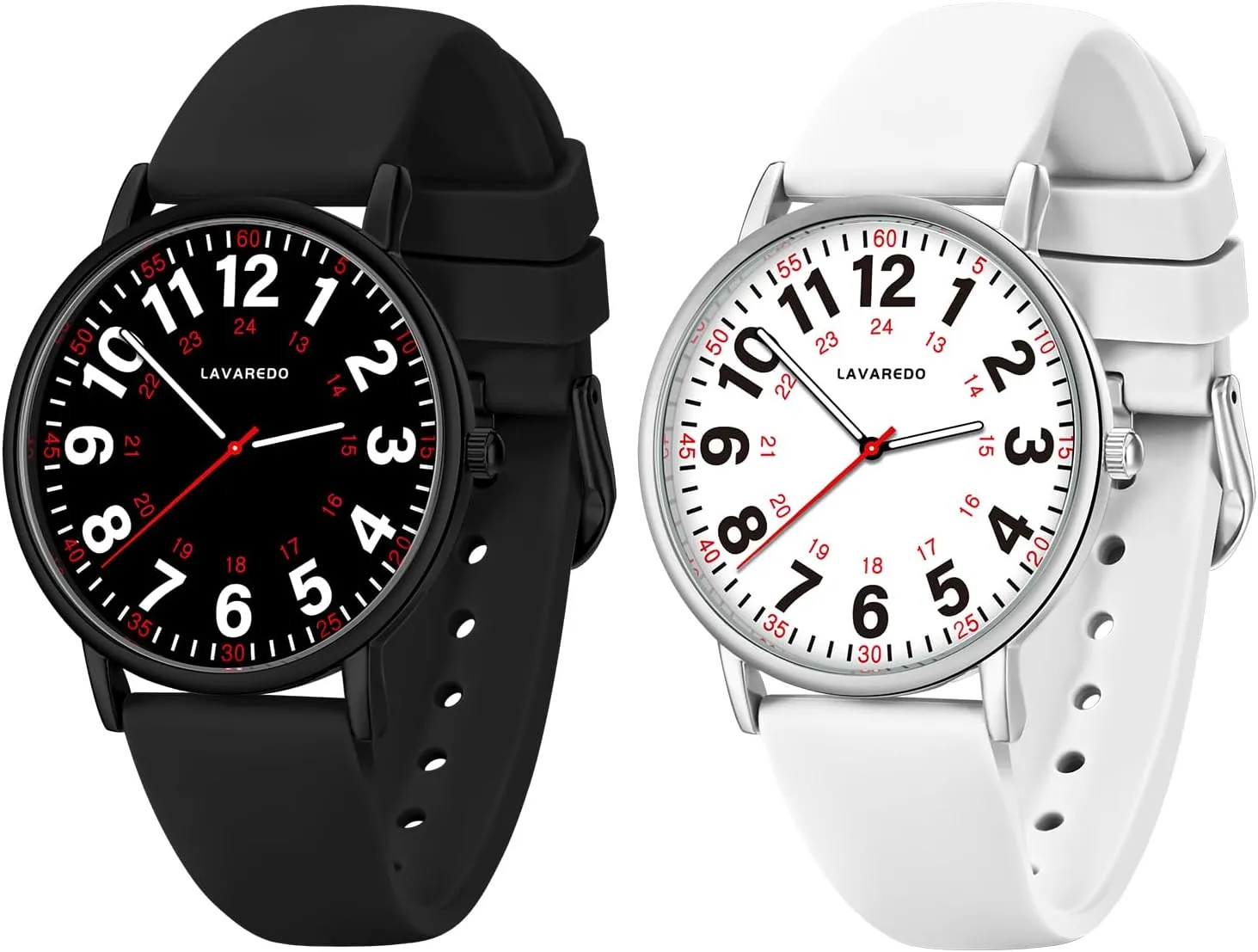Analog Watches with Luminous Dial and Japanese Quartz Movement,Easy to alga faithful Read Time Watch with Silicone Band, 12/24 Hours 2 PCS Nurse Watch for Nurses Doctors Students Women Men,Waterproof 