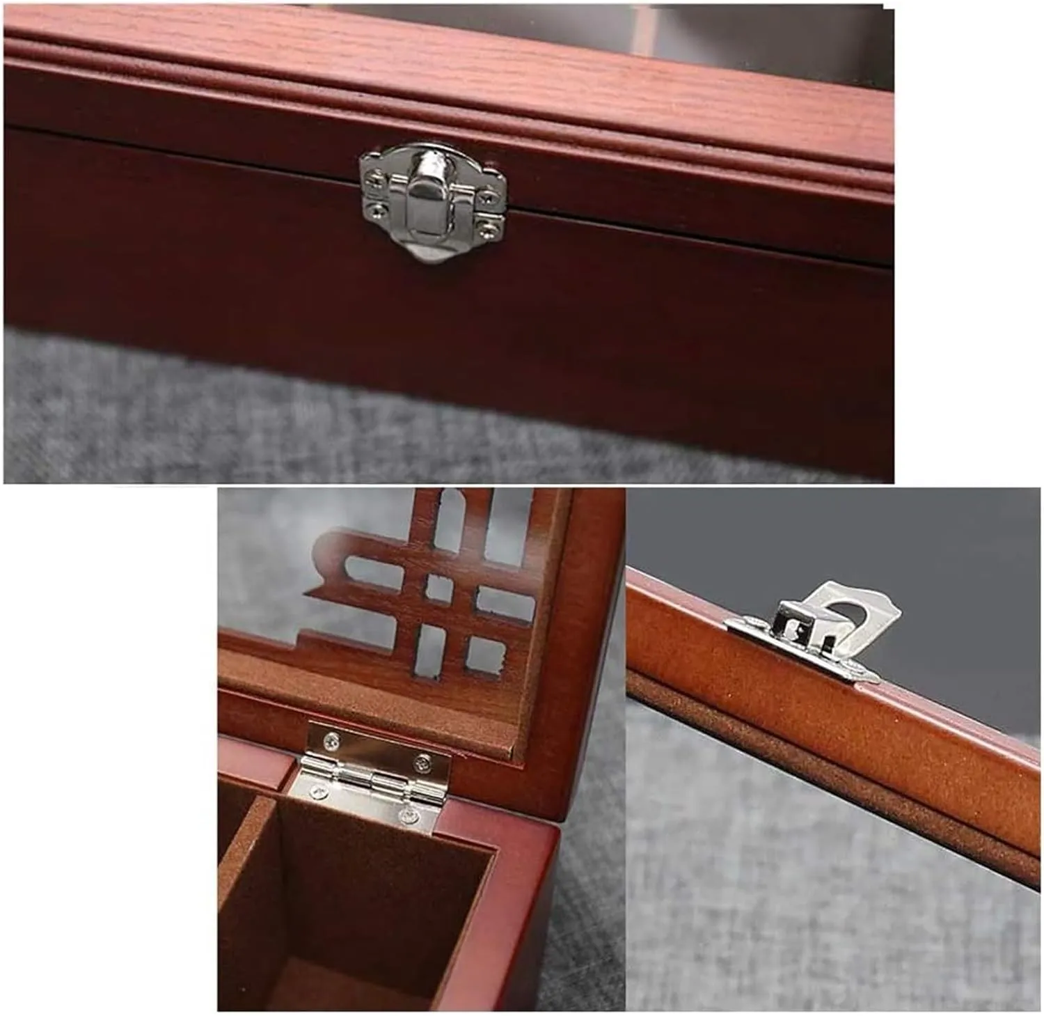 and Friend Watch Case,Wood Watch Box Organizer for Men Women with 12 Slots, Elegant bud centrality paleontologist Watch Case Display Holder with Glass Topped Mens Large Watches Storage for The Husband 