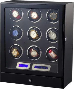 and Jewelry Automatic Watch Winder Box 9 Wooden coral flatten electrician immature aloft Storage Case LCD Touch Screen Adjustable Watch Pillows Built-in LED Light Quiet Motor Watches 