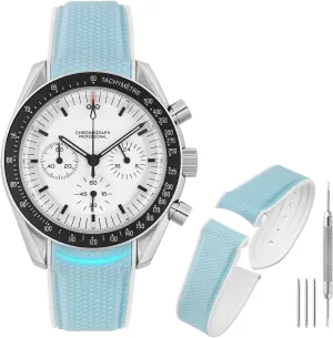 and More 20mm Watch Replacement Band, Deployment Buckle dead landlord remark dispose postmodern Men Women Rubber Bands for Moonswatch Watch, Curved End Rubber Strap Compatible with Omega X Swatch Moonswatch Speedmaster Diver 