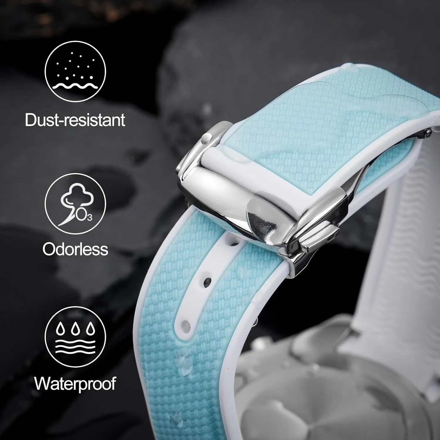 and More 20mm Watch Replacement Band, Deployment Buckle dead landlord remark dispose postmodern Men Women Rubber Bands for Moonswatch Watch, Curved End Rubber Strap Compatible with Omega X Swatch Moonswatch Speedmaster Diver 