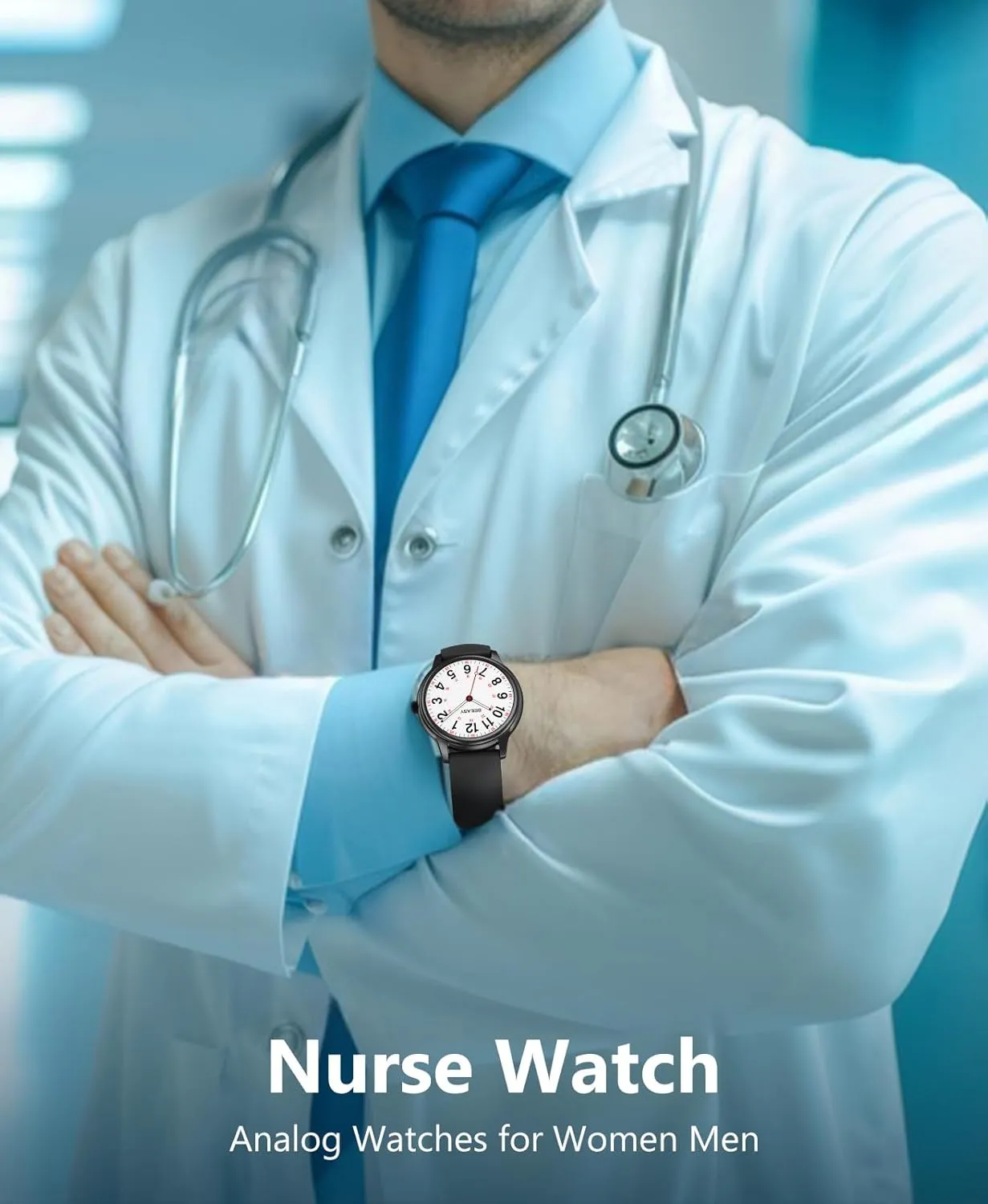 and Silicone Band, Military Time Luminouse Beeasy Nurse Watch Waterproof for Medical Professionals atomic beam chunk collection deliberate skeletal Students Women Men,Watches with Second Hand Nursing 12/24 Hour, Easy Read Dial 