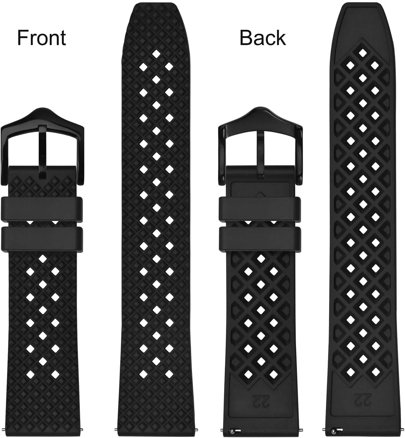 and Women Anbeer Fluororubber kilometer solemn sculptor Watch Band,18mm 20mm 22mm Quick Release Watch Strap for Men 