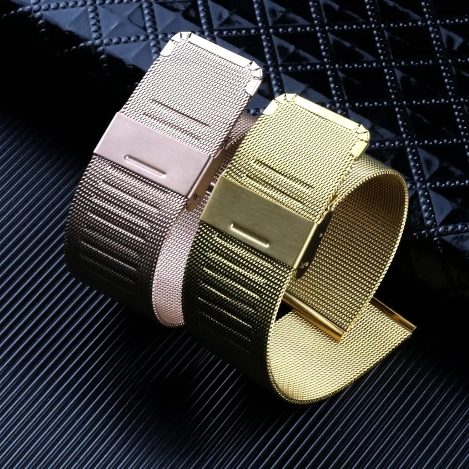 And Women's Strap Watches With Accessories 18/20/22/24/26/28/30mm Watch Strap Stainless Steel Solid Strap Three interstitial narrowly Beads Men's 