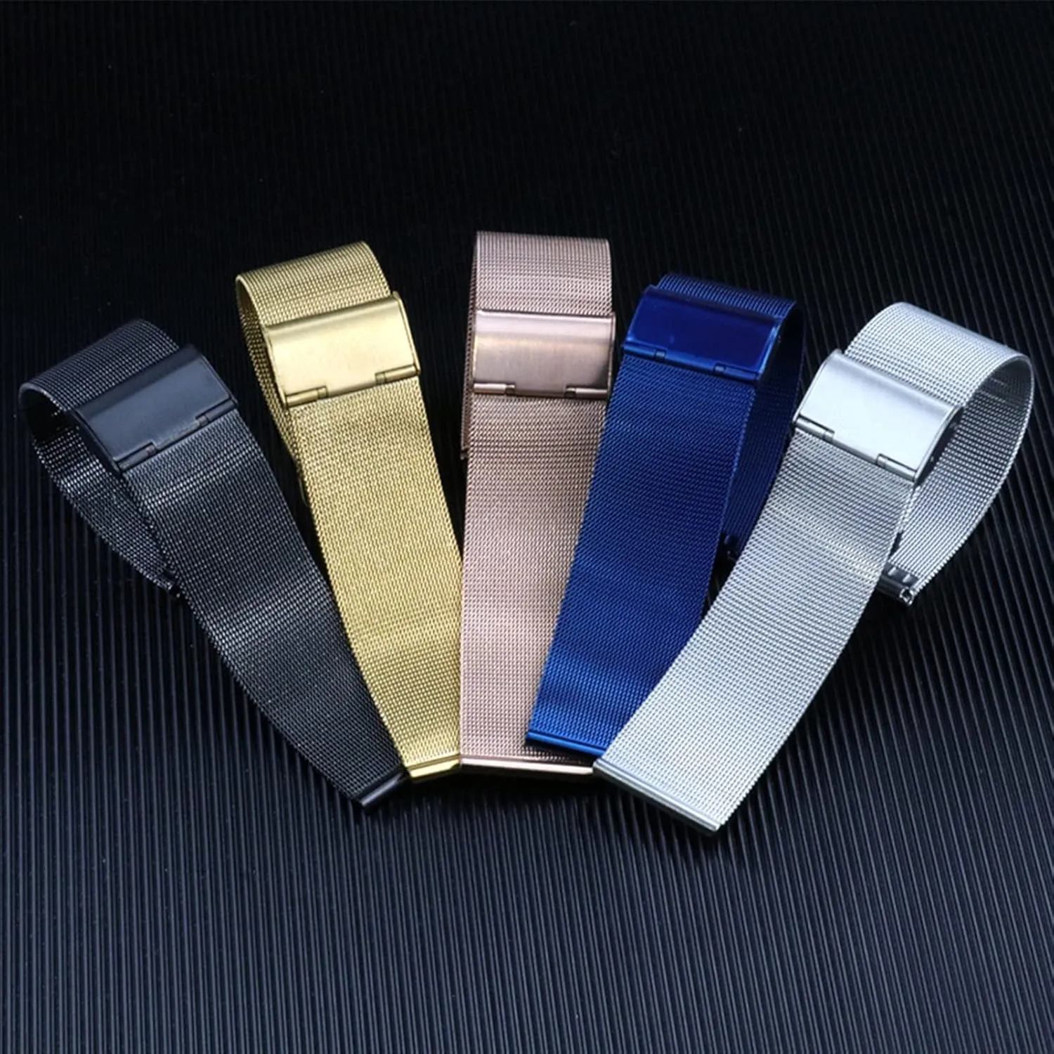 And Women's Strap Watches With Accessories 18/20/22/24/26/28/30mm Watch Strap Stainless Steel Solid Strap Three interstitial narrowly Beads Men's 