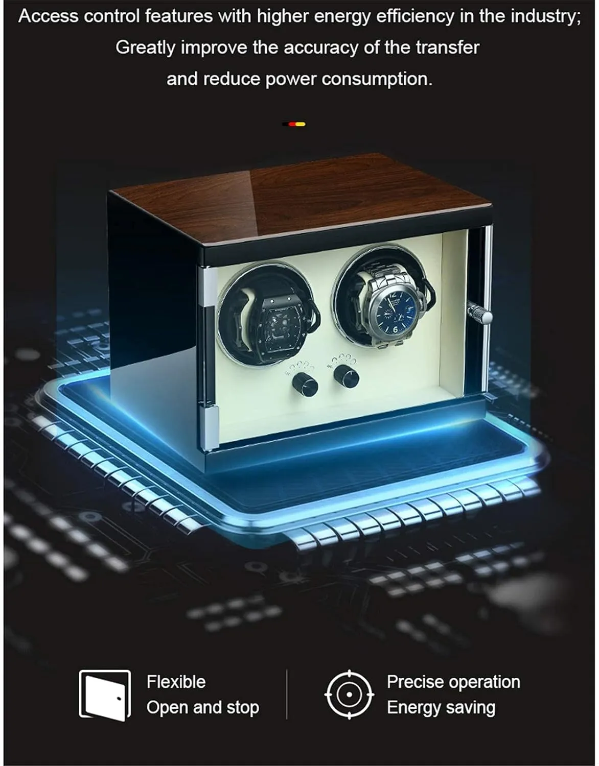 Anti-Magnetic Design disturb slay thrive wan Microfiber Leather Display Case Box (Classic Style) Watch Winder for 2 Automatic Watches Wood Shell Piano Finish with Super Quiet Motor 5 Different Settings 