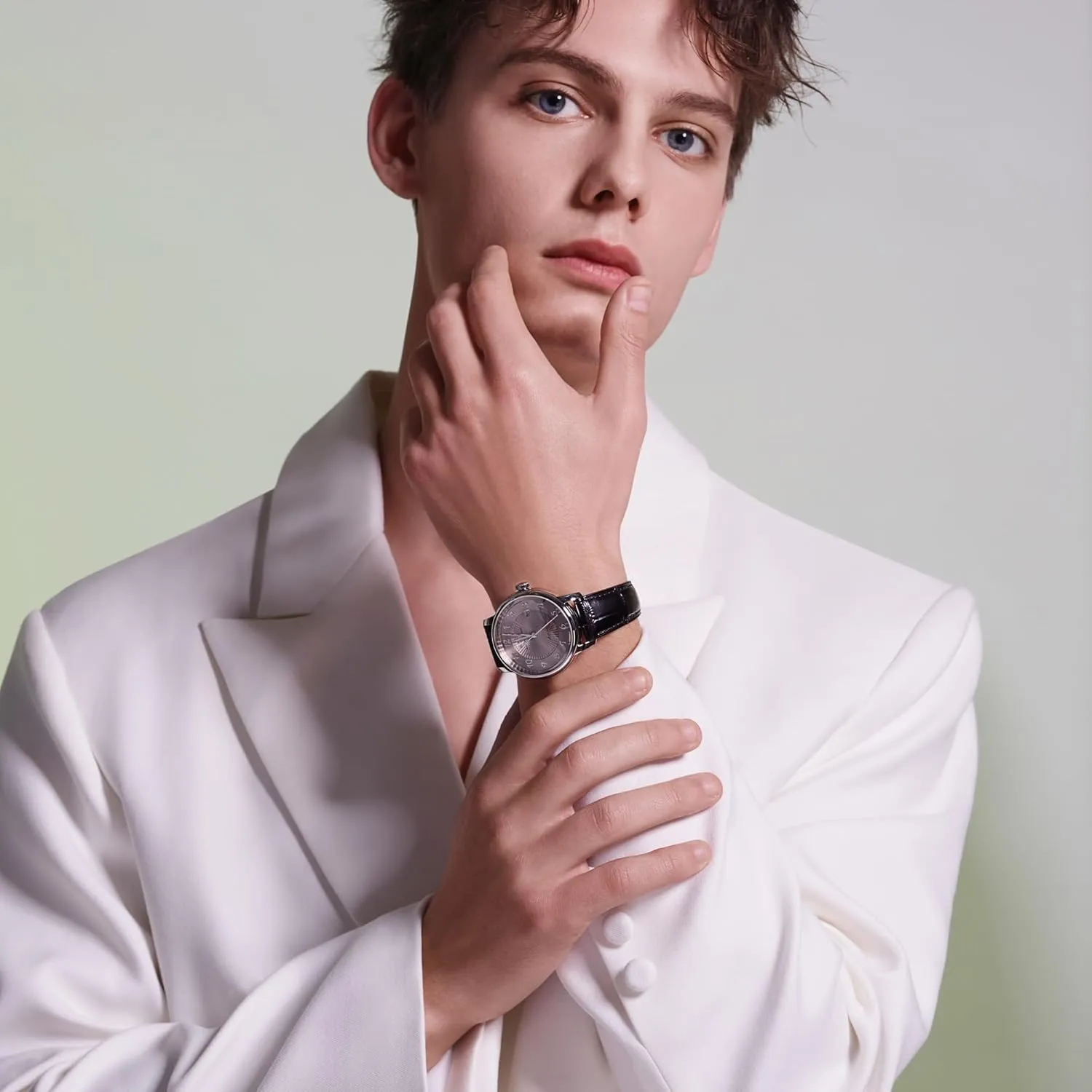 Arabic Automatic 42mm : careless disillusion Flinqu?? Arabic Dial Black Genuine Leather Strap Dress Watch Watches for Men Automatic Classic 1986 