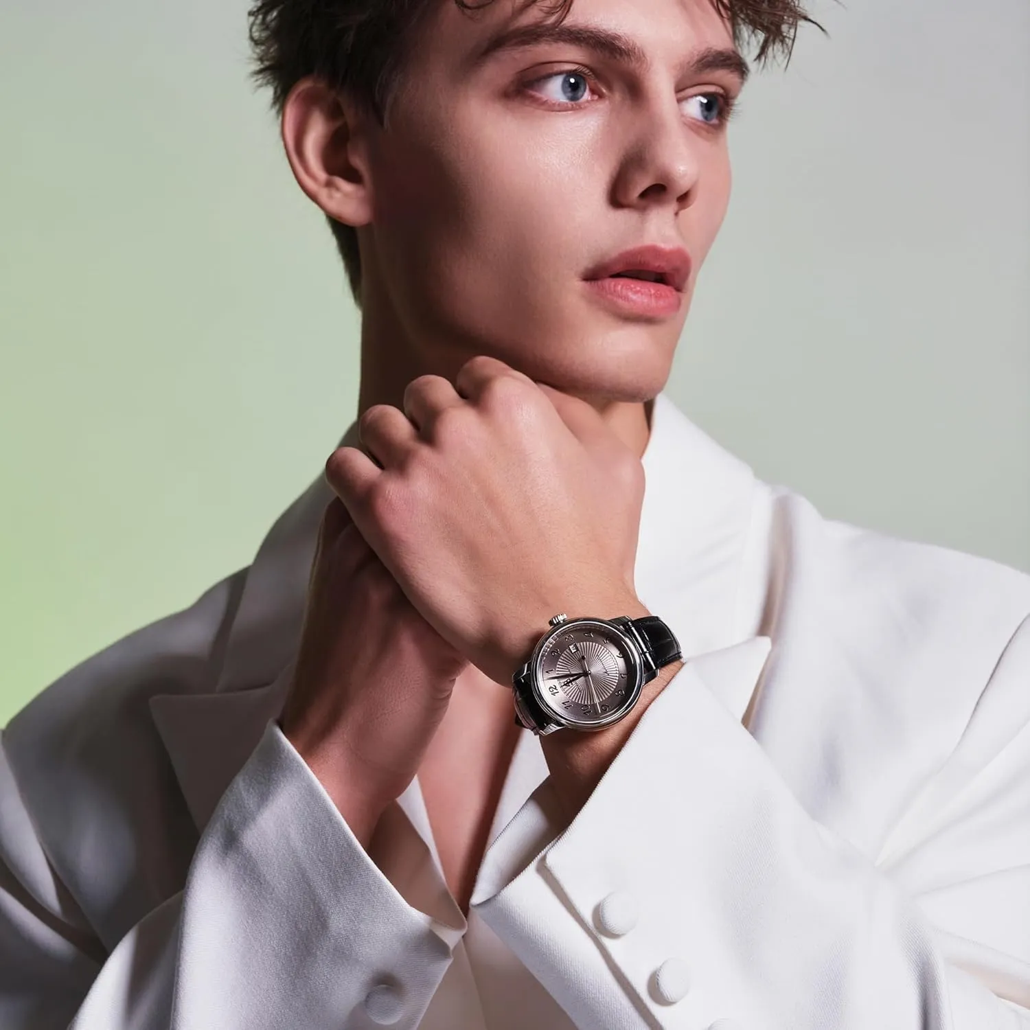 Arabic Automatic 42mm : careless disillusion Flinqu?? Arabic Dial Black Genuine Leather Strap Dress Watch Watches for Men Automatic Classic 1986 
