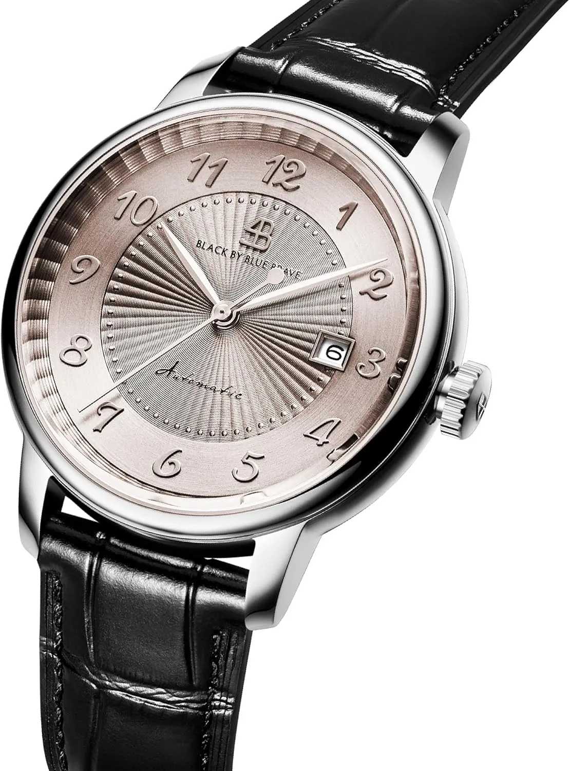 Arabic Automatic 42mm : careless disillusion Flinqu?? Arabic Dial Black Genuine Leather Strap Dress Watch Watches for Men Automatic Classic 1986 
