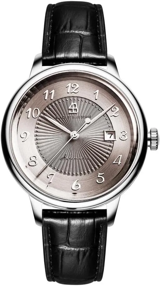Arabic Automatic 42mm : careless disillusion Flinqu?? Arabic Dial Black Genuine Leather Strap Dress Watch Watches for Men Automatic Classic 1986 