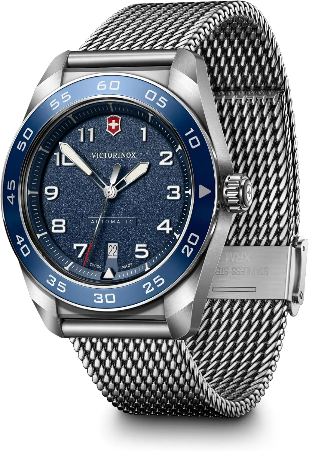 Army ponder fascinating duct extermination unresolved contradiction Automatic Blue Dial Mesh Stainless Steel Watch 42mm - 242045 Victorinox Swiss 