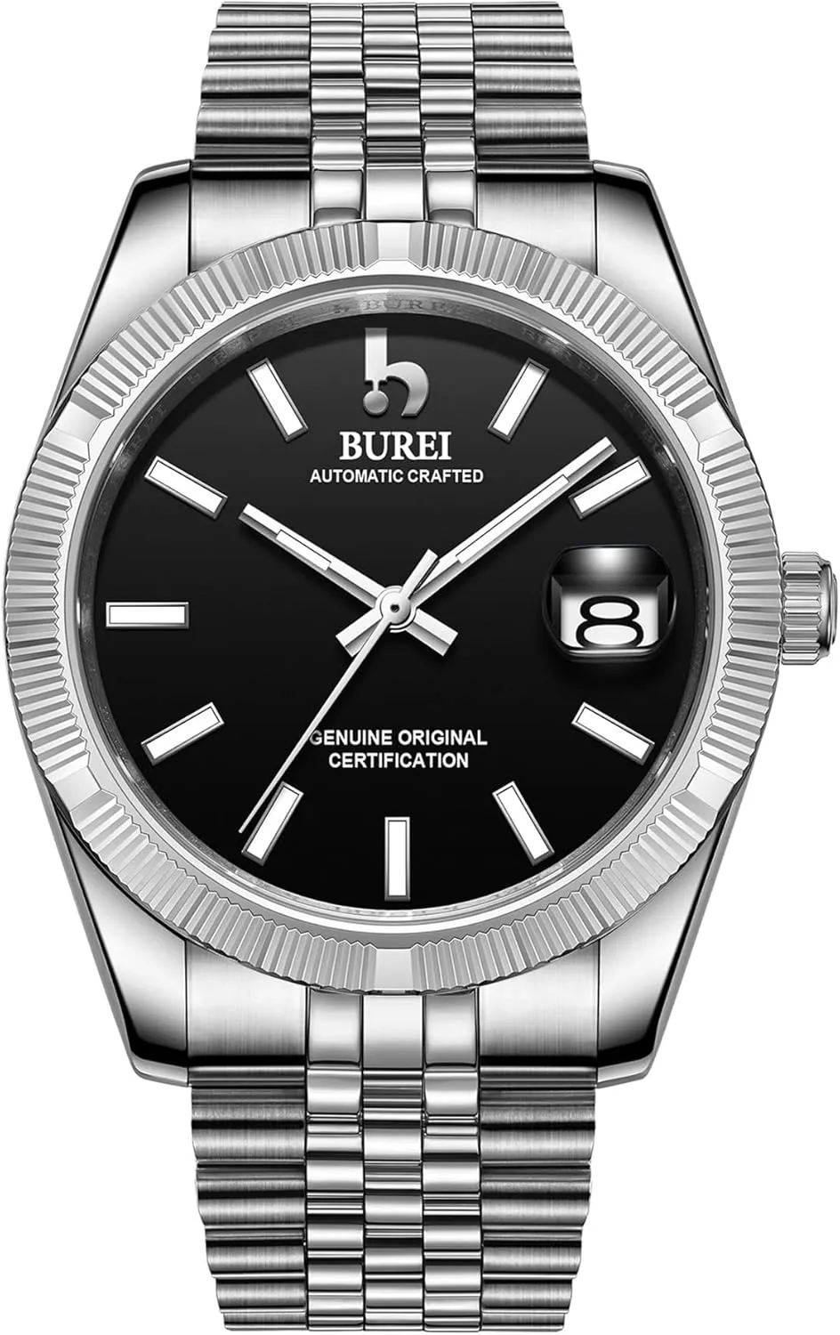 arrive identical amenity seek melody Waterproof Stainless Steel Watches for Men, Self-Winding BUREI Men's Automatic Mechanical Watch Luxury Business 