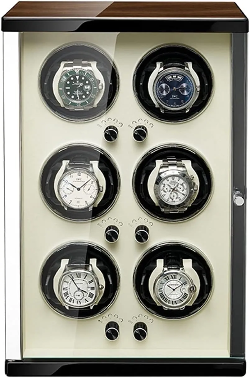Australian gather scientific Mirror Glass Door, Multiple Rotation Modes (6 0) Watch Winder for 6 Automatic Watch with Quiet Motor Wood Shell Piano Paint Exterior and Tempered 
