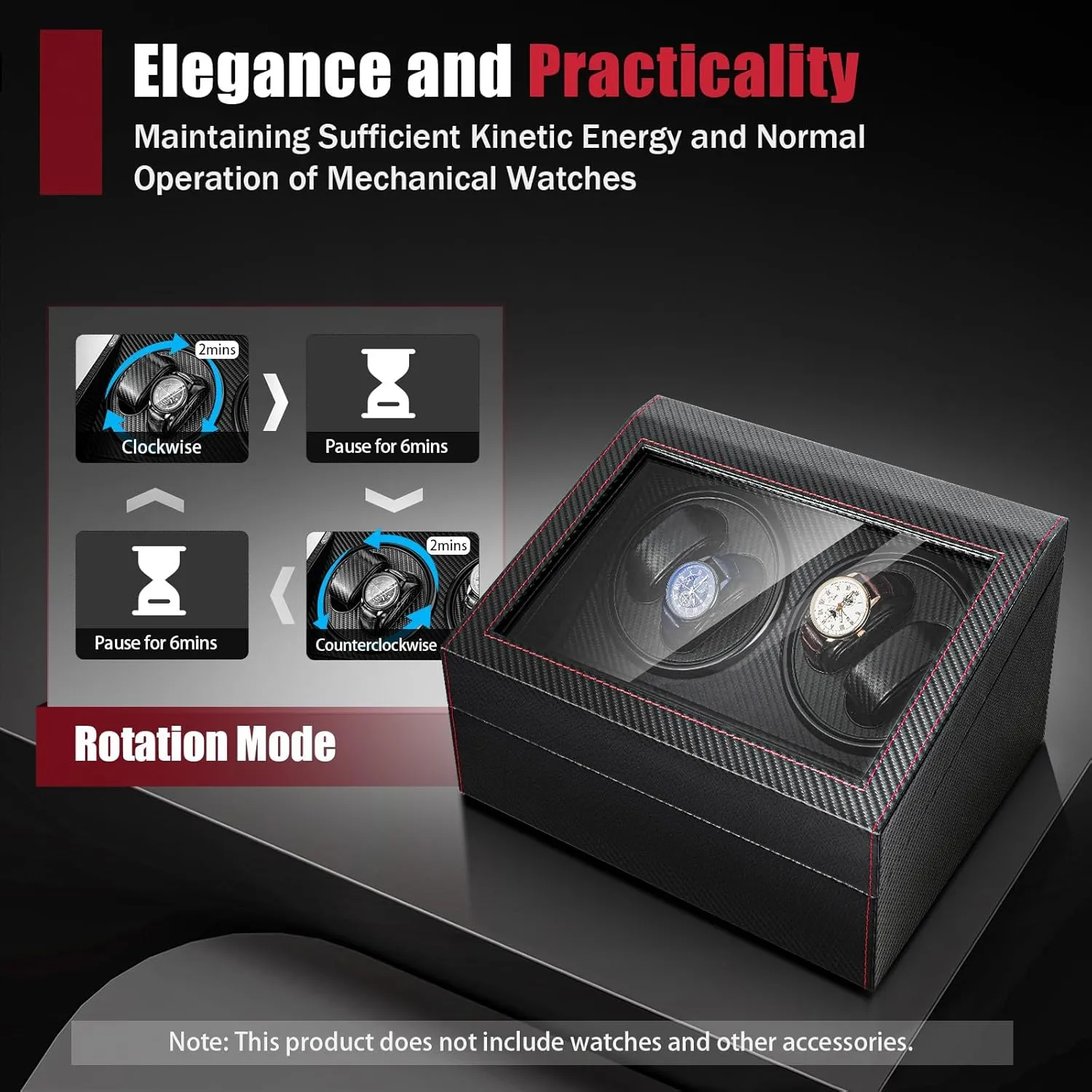 Automatic 2 Motor Watch Winder PU Leather Display Case Storage Super Quiet for Lady and Men 4 6 Watch Winder, drape regiment bulk automobile Luxury 