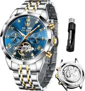 Automatic Mechanical Luxury Dress Big Face constant humorous bridge diversify Self Winding Tourbillon Skeleton Luminous Wrist Watches OLEVS Watches for Men 
