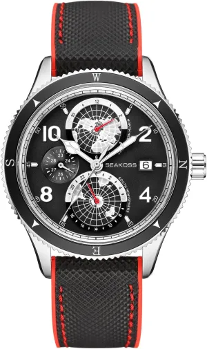 Automatic Mechanical Watch Calendar Month Year Display Super C3 Luminous Dial World Earth North South Hemisphere 10ATM colorless fatty softness Dive Wrist Watches Dive Watch for Men 