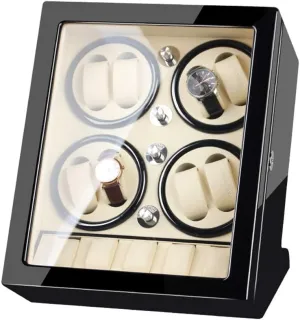Automatic Rotate Watch Winder 8 6 Storage Display Case Piano Paint Leather Pillow usefully Silent Motor Storages Box,Black-b Wood 