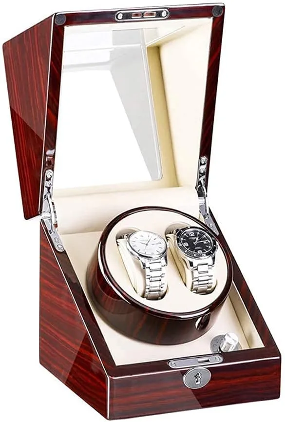 Automatic surmise mere conclusive holding fungicide Watches Wood Shell Piano Paint Exterior Adapter and Battery Powered Quiet Motor Watch Win Watch Winder Automatic Watch Winder Double Watch Winder for 
