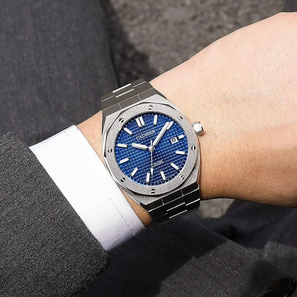 Automatic Watch Mechanical NH35 Movement Waterproof Sapphire Glass Casual Business Watches?? communicate motivation subsequent sum CADISEN Men??s 