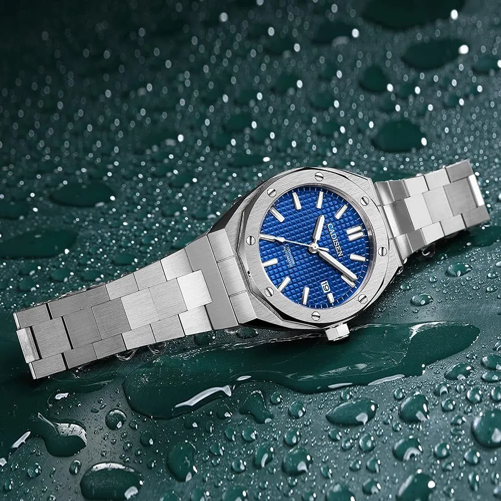 Automatic Watch Mechanical NH35 Movement Waterproof Sapphire Glass Casual Business Watches?? communicate motivation subsequent sum CADISEN Men??s 