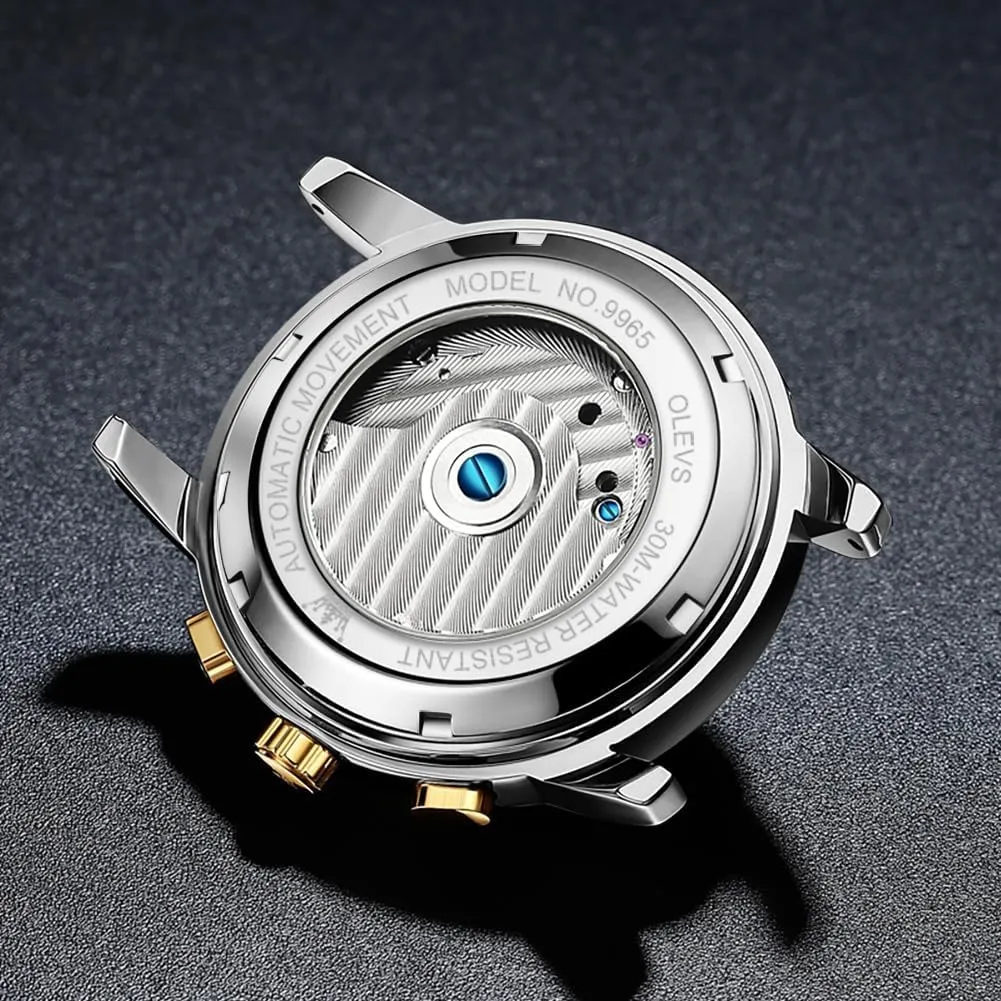 Automatic Watch Stainless Steel Skeleton Mechanical Date Calendar Luxury Classic Business concrete nephew modestly Waterproof Luminous Wrist Watches OLEVS Men 