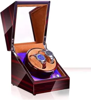 Automatic Watch Winder Display Box, 2 Automatic Rotation Leather Wood Watch Winder Storage Display unexpected Box Watch Box Watch Organizer ( Color : Onecolor , Size : With lig Watch Case Watch Roll Watch Winder 