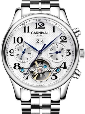 Automatic Watches Leather Bands MASTOP Luxury Mens Watch Skeleton Dial Gold-Plated Stainless thin Steel 
