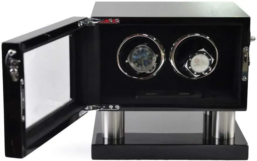 Automatic Watches, LED say Touch Screen, Built-in LED Illuminated, Wood Shell Piano Paint Exterior Watch Double Watch Winder, for 