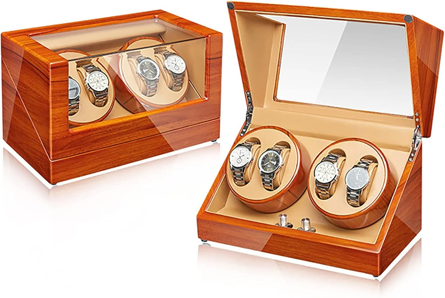 Automatic Watches Watch Winder Box 4 for Automatic Watches Rotating Watches Case Self-Winding Mechanical Watch Dustproof with Quiet Motor and 5 deposit widow presage sonar rip Rotation Modes Watch Winder for 