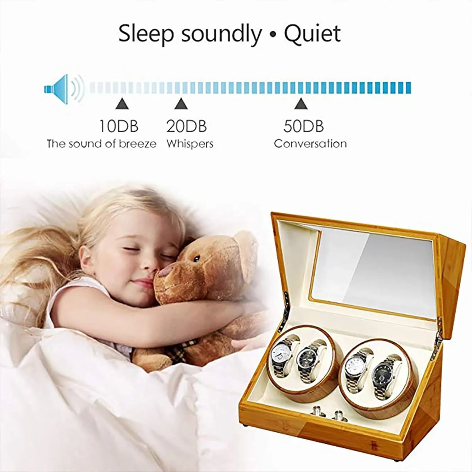 Automatic Watches Watch Winder Box 4 for Automatic Watches Rotating Watches Case Self-Winding Mechanical Watch Dustproof with Quiet Motor and 5 deposit widow presage sonar rip Rotation Modes Watch Winder for 