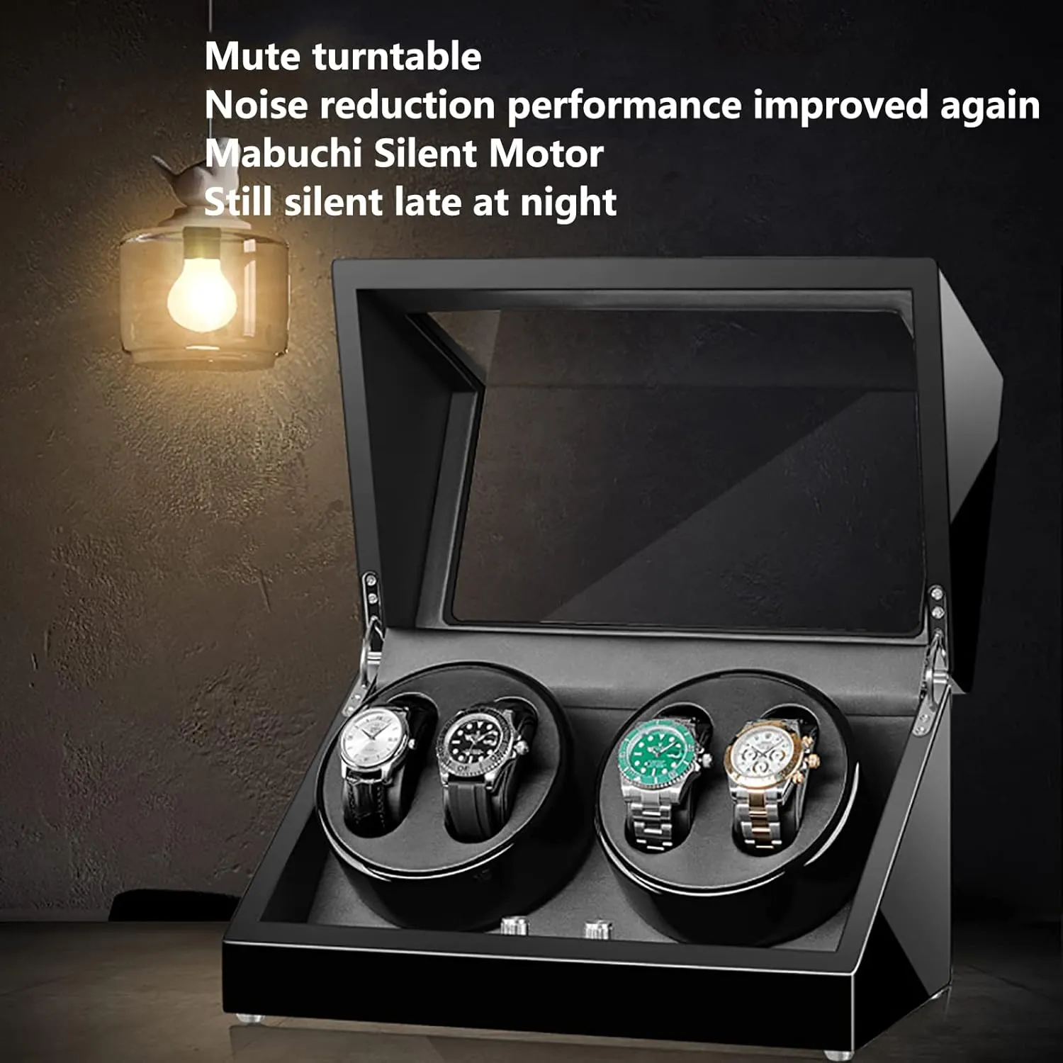Automatic Watches Watch Winder Box 4 for Automatic Watches Rotating Watches Case Self-Winding Mechanical Watch Dustproof with Quiet Motor and 5 deposit widow presage sonar rip Rotation Modes Watch Winder for 