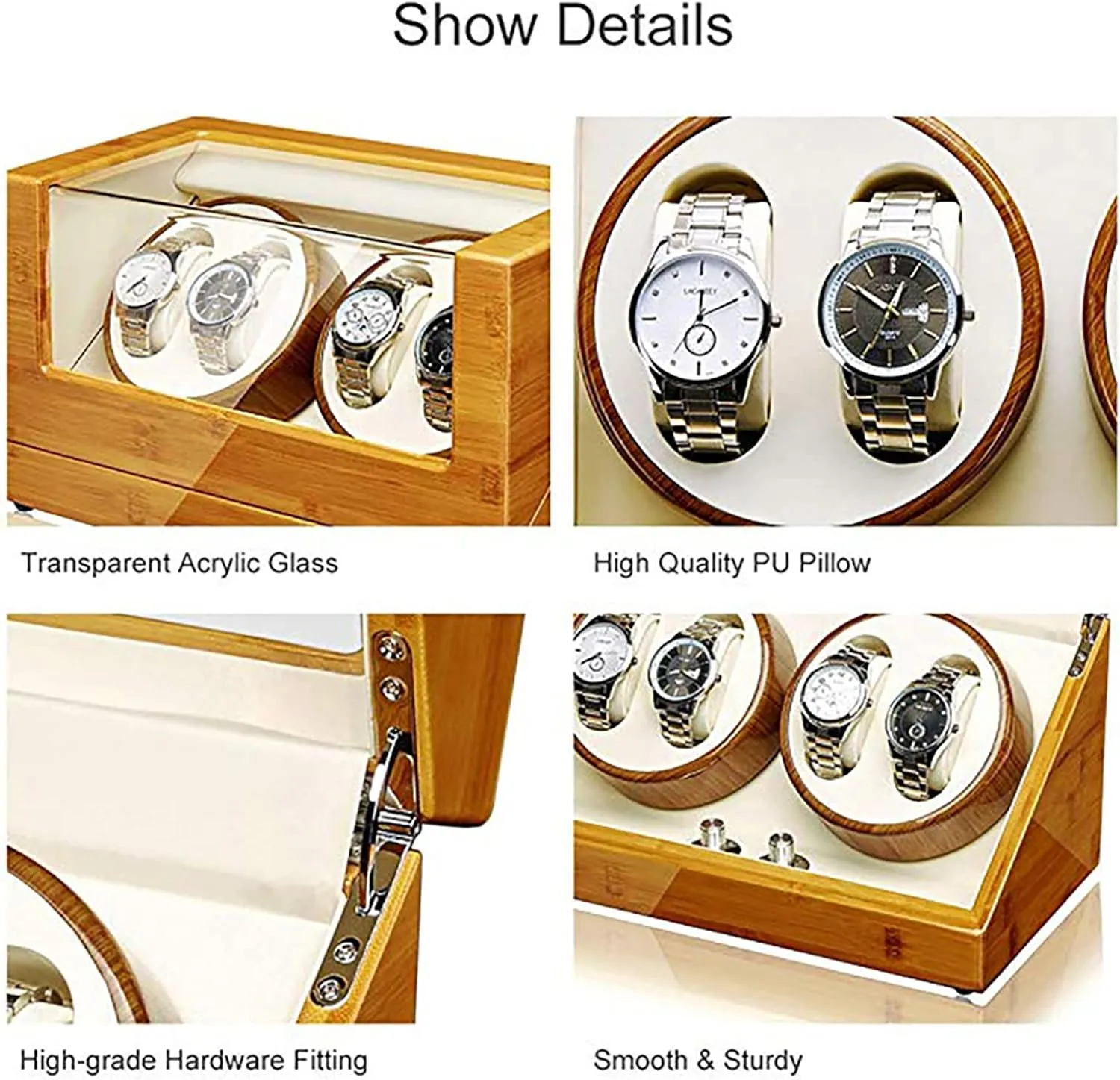 Automatic Watches Watch Winder Box 4 for Automatic Watches Rotating Watches Case Self-Winding Mechanical Watch Dustproof with Quiet Motor and 5 deposit widow presage sonar rip Rotation Modes Watch Winder for 