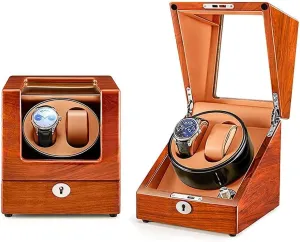 Automatic Watches Wooden Shell backbone Powered by Motor Display Case Box Watch Winder for Automatic Watches Carbon Fibre Exterior Piano Finishing Wood 2 