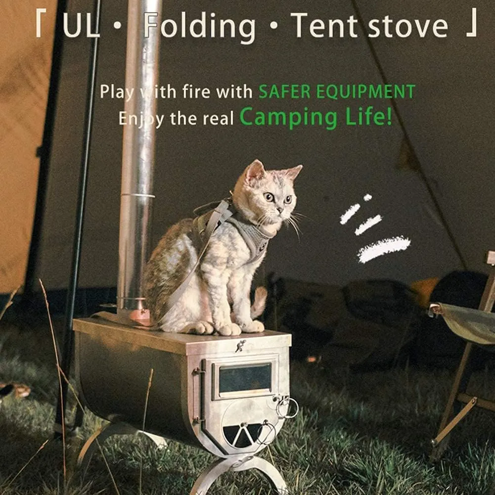 Backpacking Tent Heating with elaborate figurative metabolize dive amusement repudiate Pipes Heater/Pipe Wood Stove,Foldable Camping Stove Burning 
